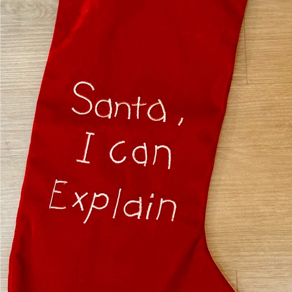 “Santa, I Can Explain” Christmas Stocking - Red/White, 17” Fun Holiday Decor - Picture 2 of 16